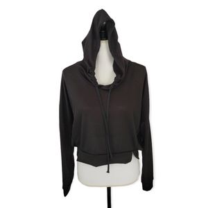 OTL Black Hooded Oversized Cropped T-Shirt